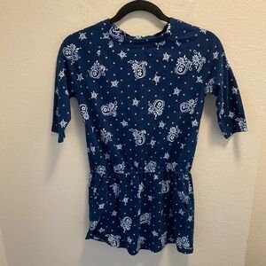 Gymboree kids paisley blue and white dress with half sleeves size m (7-8).
